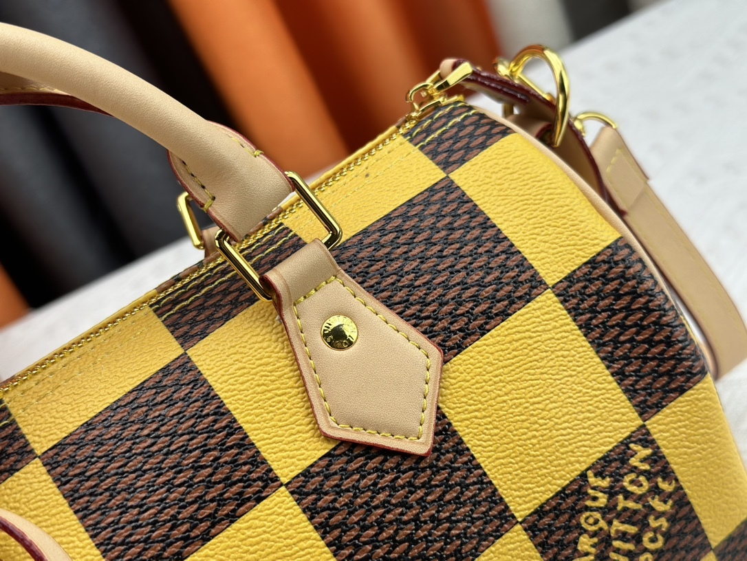 LV SPEEDY 25 BANDOULIÈRE DAMIER POP YELLOW 25CM N40584