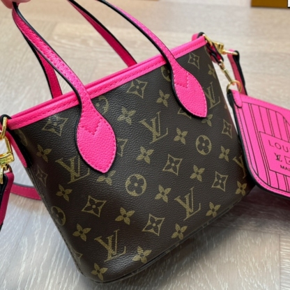 LV  NEVERFULL BANDOULIÈRE INSIDE OUT BB ROSE BROWN 20CM