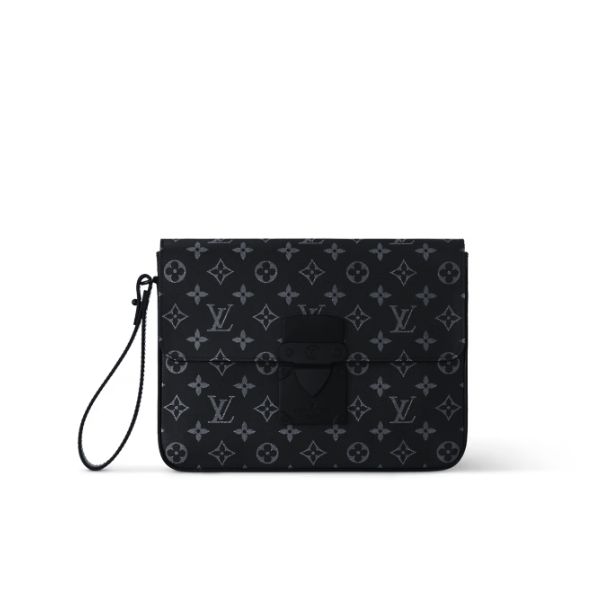 LV S LOCK A4 POUCH BLACK 28CM