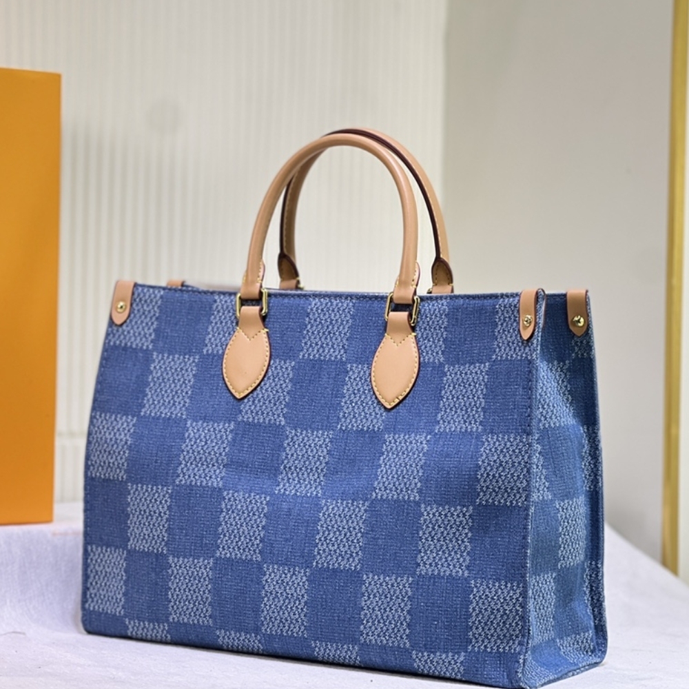 LV ON THE GO MM DAMIER DEMIN BLUE 35CM