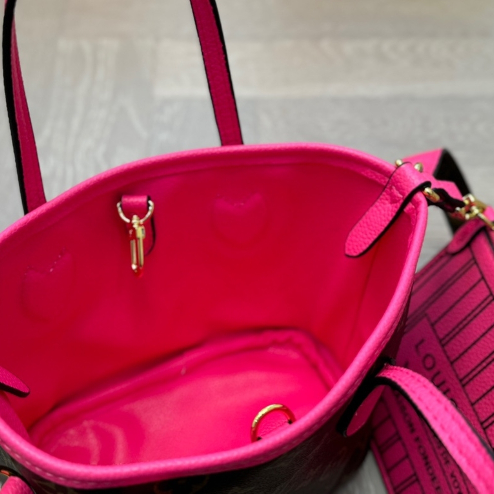 LV  NEVERFULL BANDOULIÈRE INSIDE OUT BB ROSE BROWN 20CM