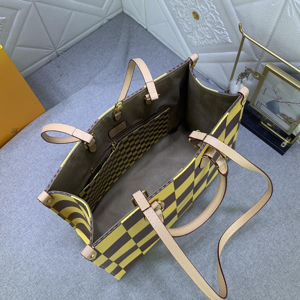 LV ON THE GO MM DAMIER YELLOW 34CM