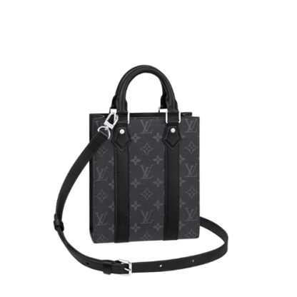 LV SAC PLAT MINI GREY AND BLACK LEATHER 22CM M46453