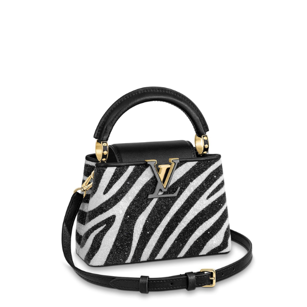 LV CAPUCINES MM BLACK AND GREY ZEBRA PATTERN 27CM M58517