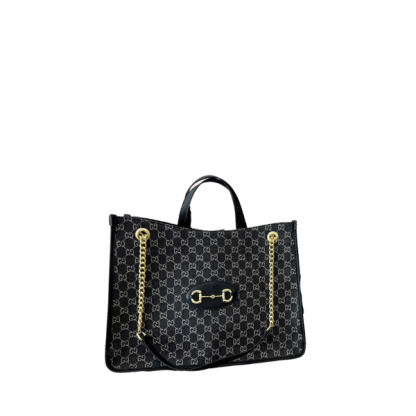 GG 1955 HORSEBIT MEDIUM TOTE BAG BLACK 42CM 621144 GY5OG 8563