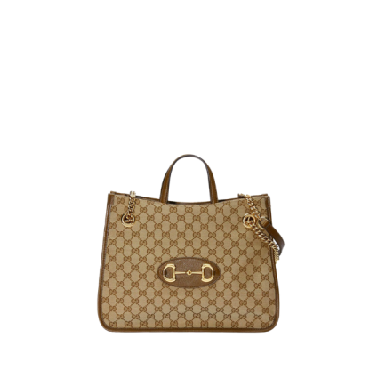 GG 1955 HORSEBIT MEDIUM TOTE BAG BROWN 42CM 621144 GY5OG 8563