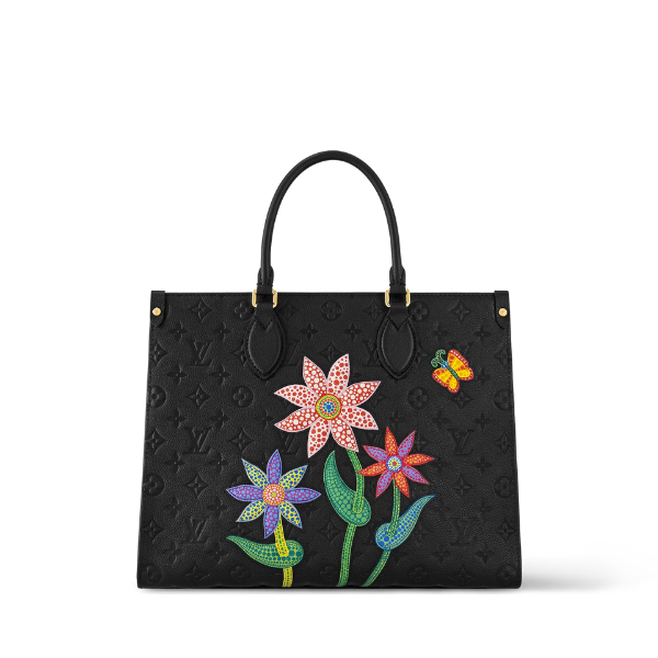 LV x YK ON THE GO MM WITH FLOWER MARQUETRY IN BLACK 35CM M46416