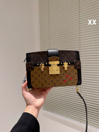 LV TRUNK CLUTCH MONOGRAM CANVAS HANDBAGS BROWN 20CM M43596