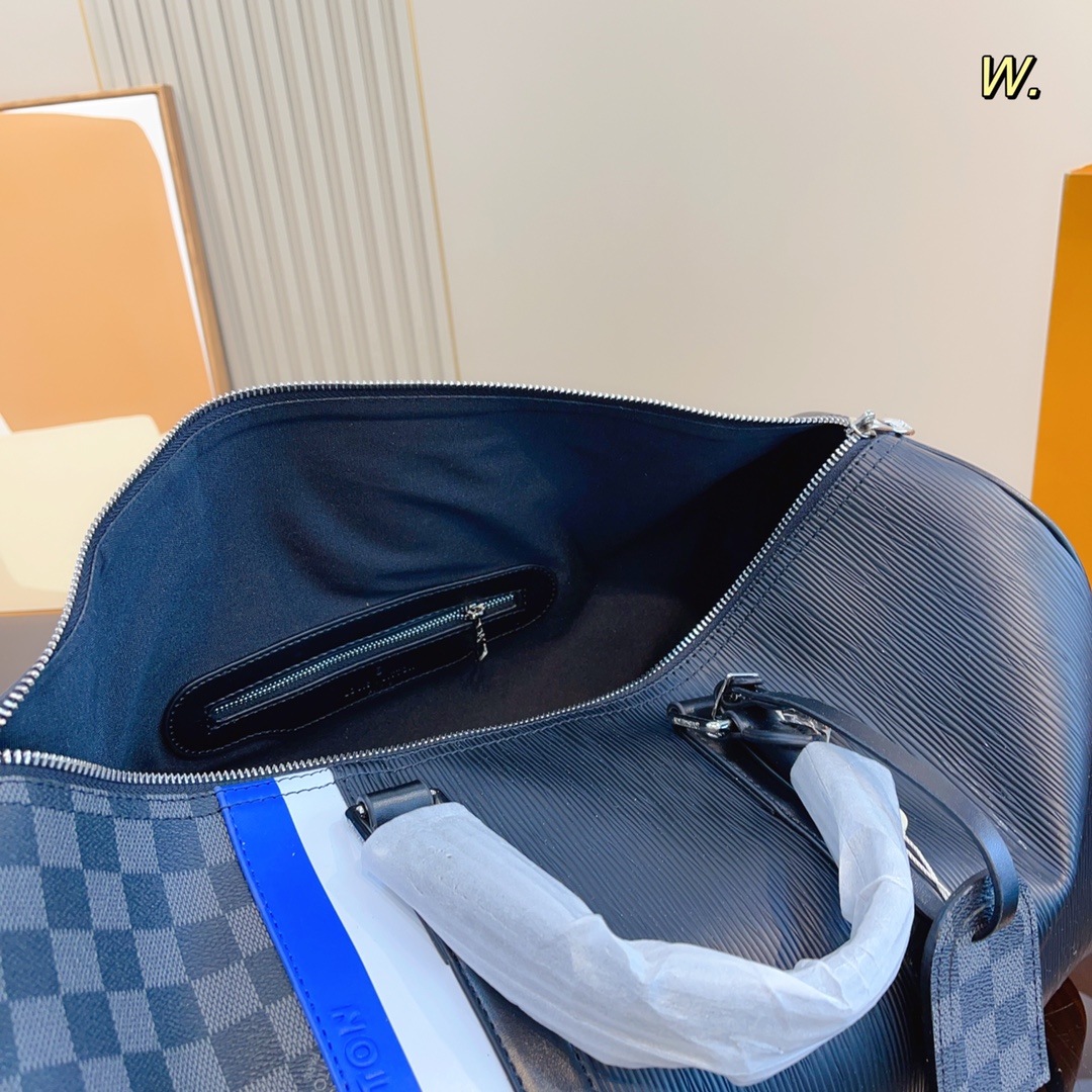 LV KEEPALL BANDOULIÈRE 45CM NAVY BLUE M56660