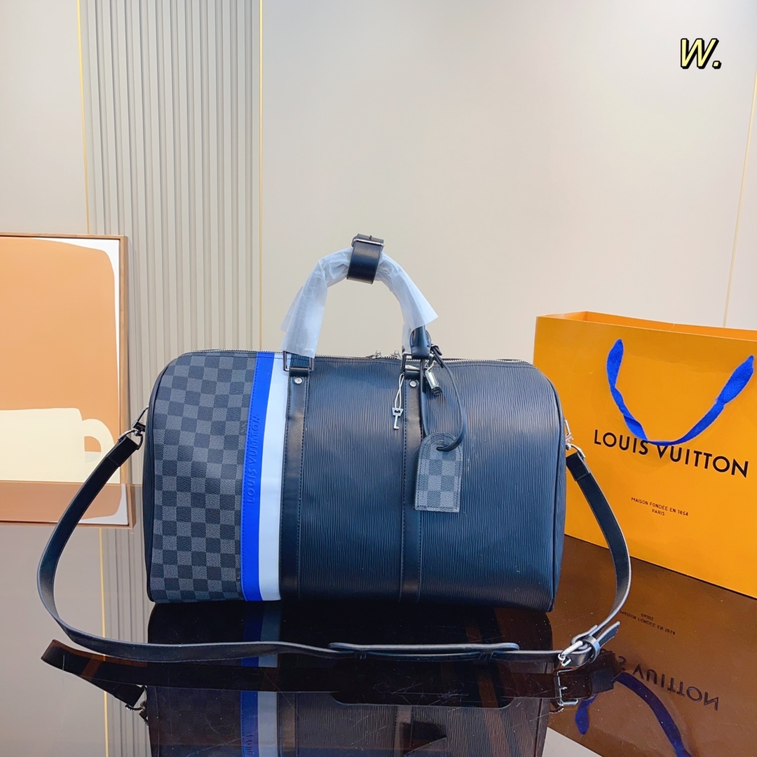 LV KEEPALL BANDOULIÈRE 45CM NAVY BLUE M56660