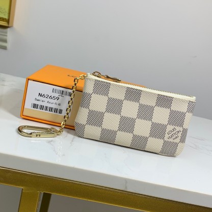 LV DAMIER AZUR COATED CANVA KEY POUCH 12CM N62658