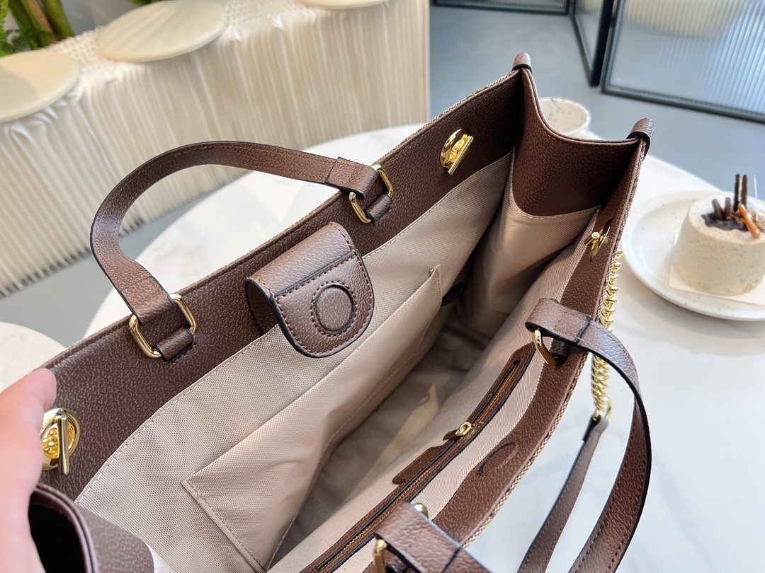 GG 1955 HORSEBIT MEDIUM TOTE BAG BROWN 42CM 621144 GY5OG 8563