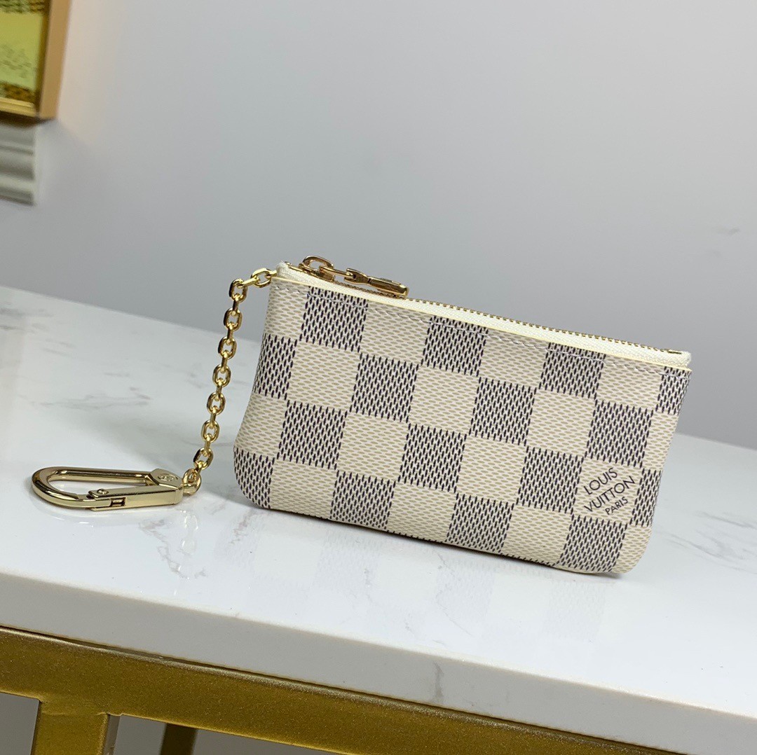 LV DAMIER AZUR COATED CANVA KEY POUCH 12CM N62658