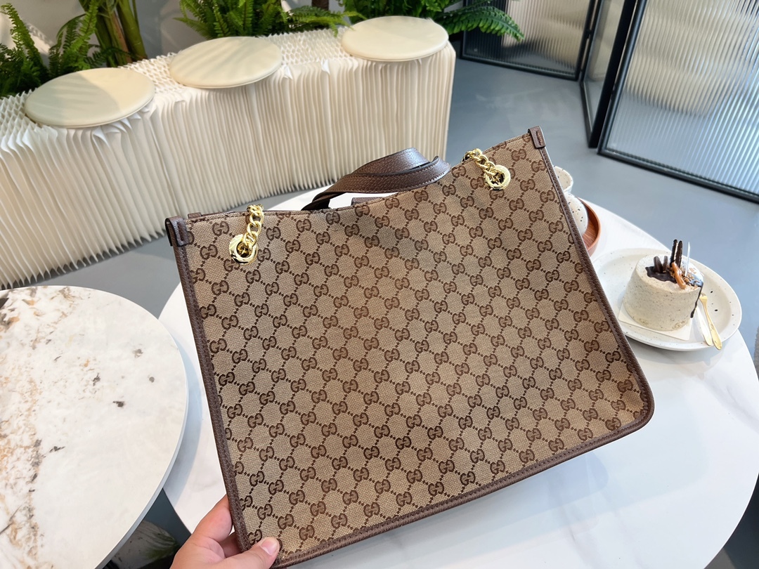 GG 1955 HORSEBIT MEDIUM TOTE BAG BROWN 42CM 621144 GY5OG 8563