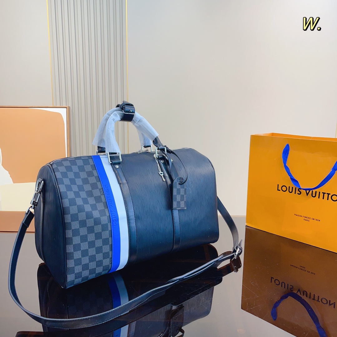 LV KEEPALL BANDOULIÈRE 45CM NAVY BLUE M56660