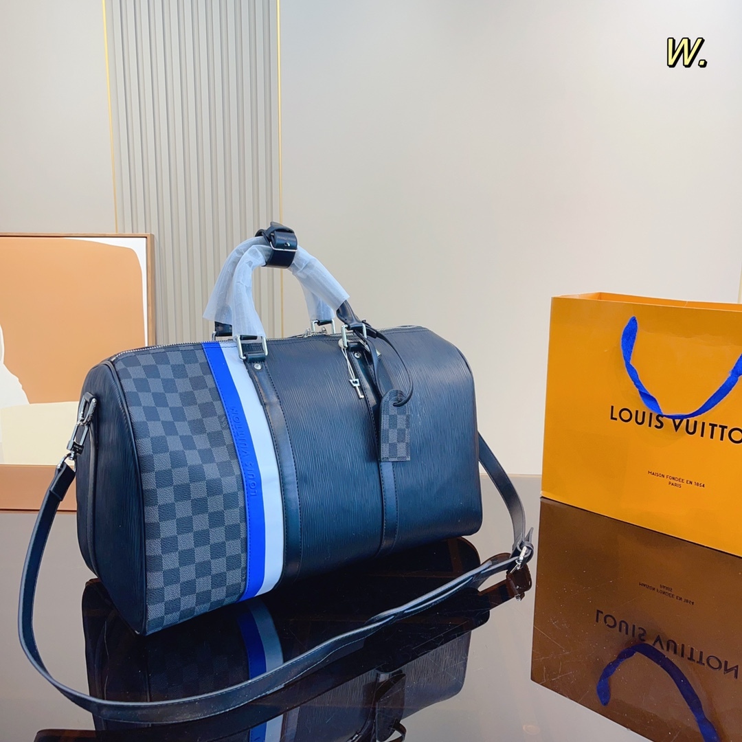 LV KEEPALL BANDOULIÈRE 45CM NAVY BLUE M56660