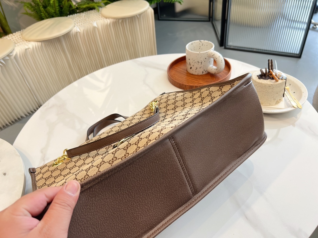 GG 1955 HORSEBIT MEDIUM TOTE BAG BROWN 42CM 621144 GY5OG 8563