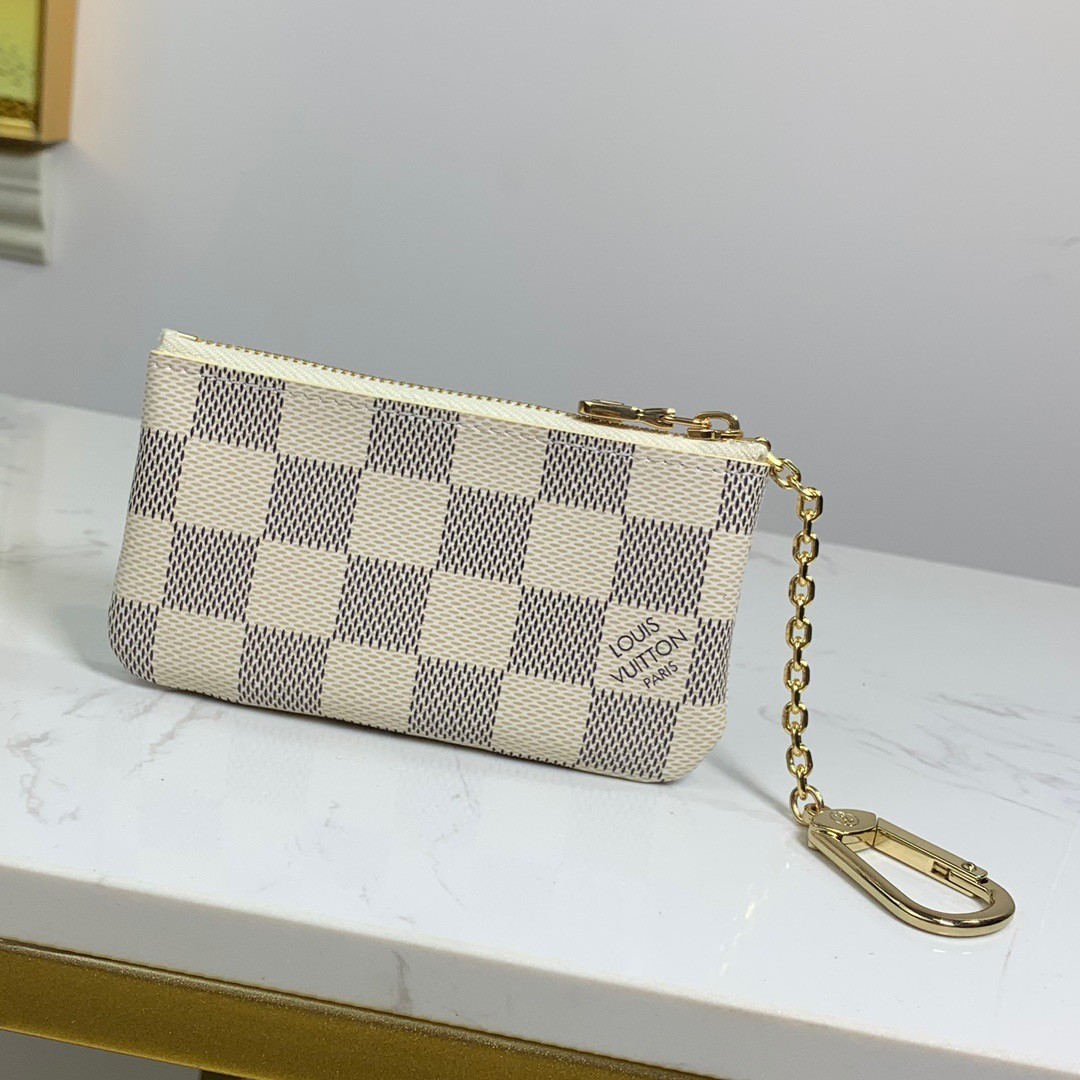 LV DAMIER AZUR COATED CANVA KEY POUCH 12CM N62658