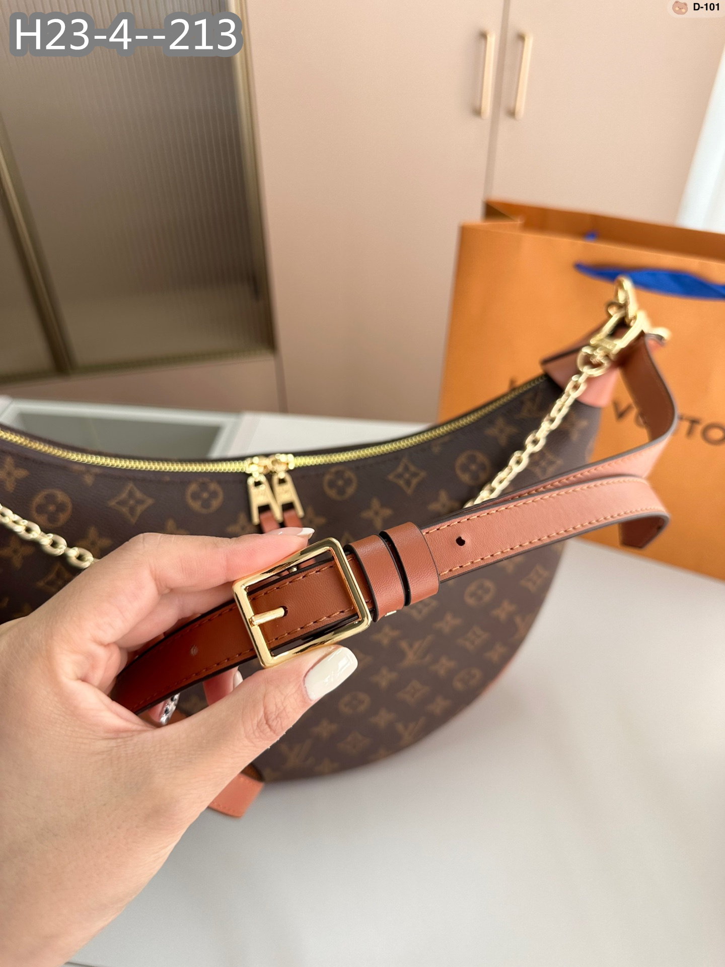 LV LOOP HOBO MONOGRAM CANVAS BROWN 35CM M46311