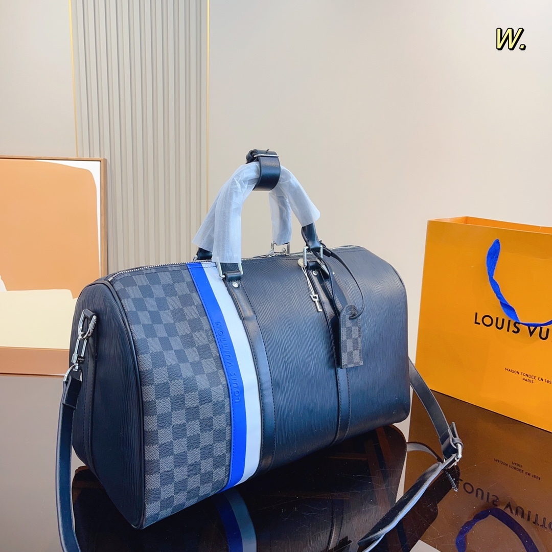 LV KEEPALL BANDOULIÈRE 45CM NAVY BLUE M56660