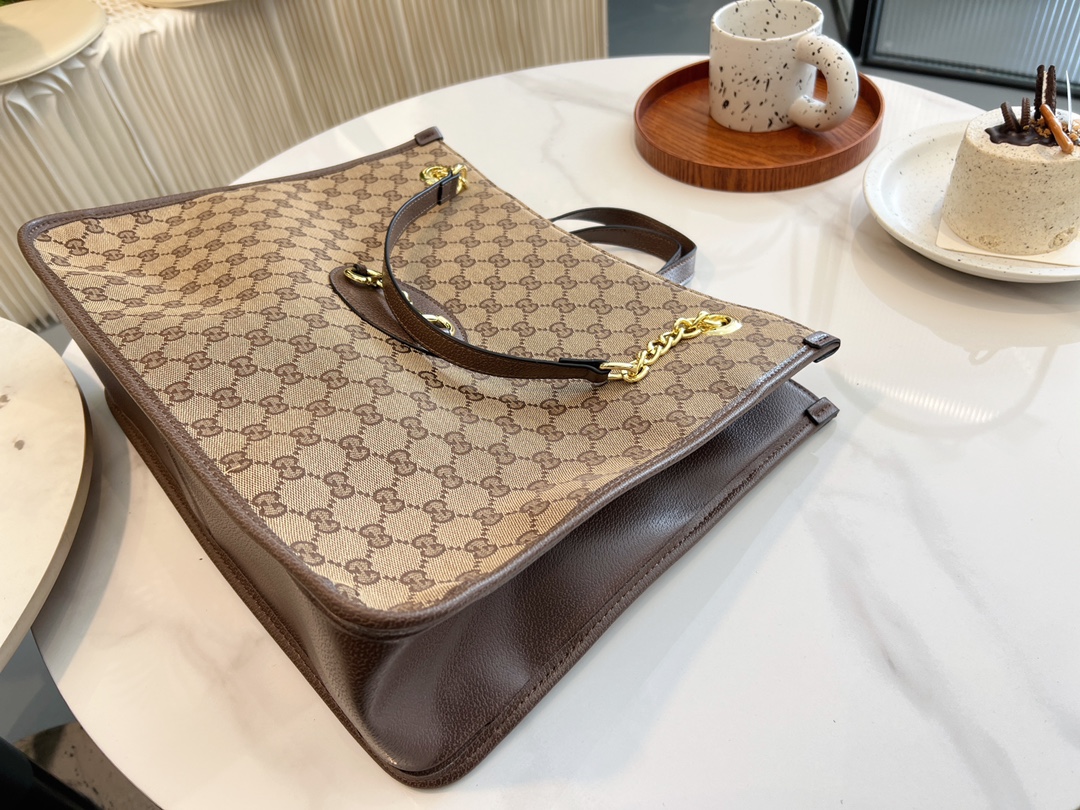 GG 1955 HORSEBIT MEDIUM TOTE BAG BROWN 42CM 621144 GY5OG 8563