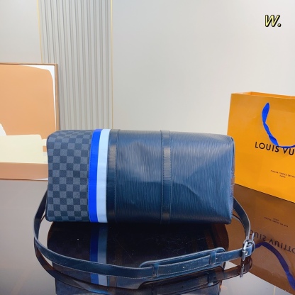 LV KEEPALL BANDOULIÈRE 45CM NAVY BLUE M56660