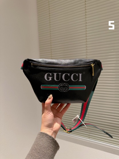 GG PRINT LEATHER BELT BAG BLACK 30CM ‎‎527792 0GCCT 8164
