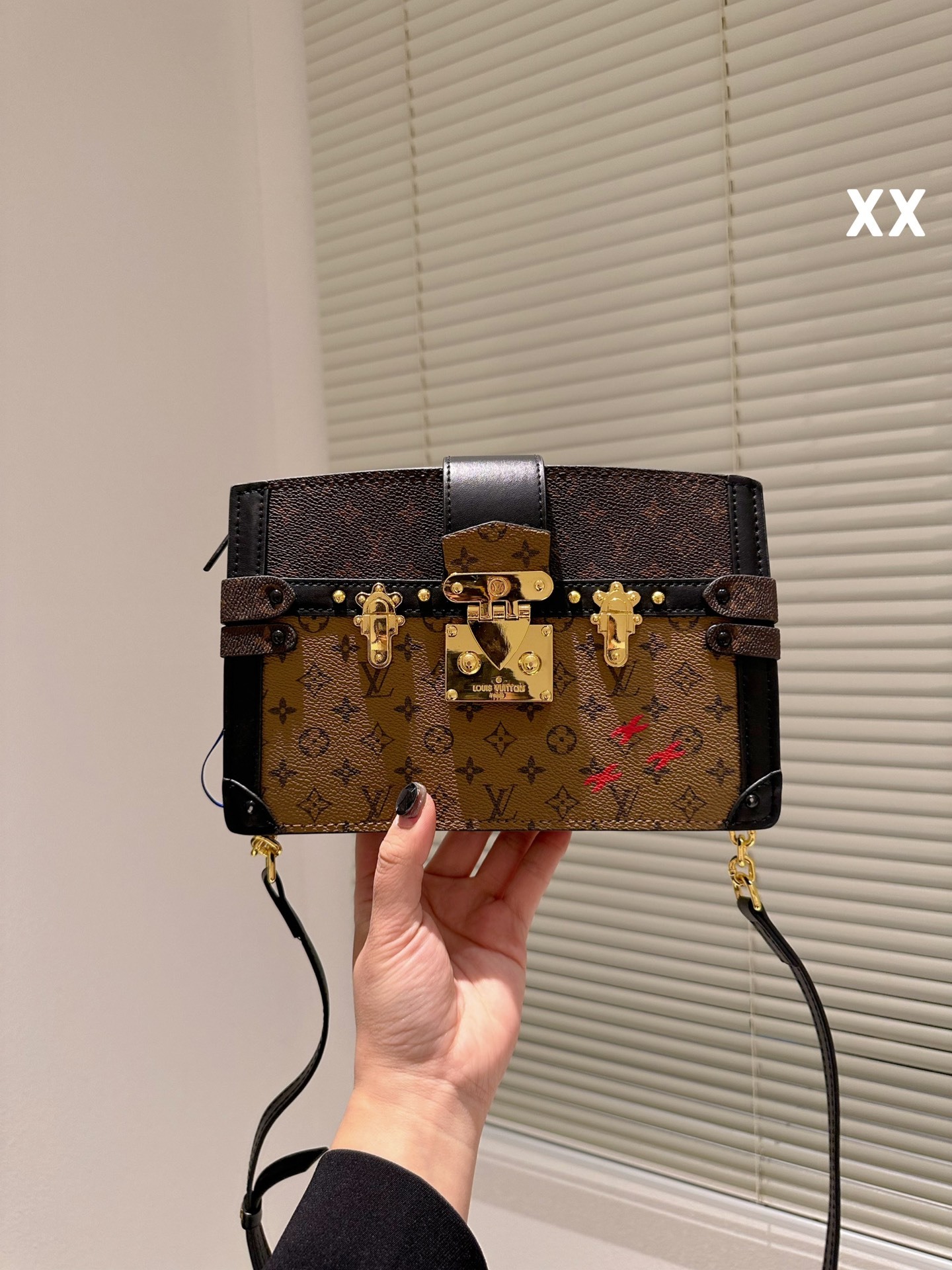 LV TRUNK CLUTCH MONOGRAM CANVAS HANDBAGS BROWN 20CM M43596