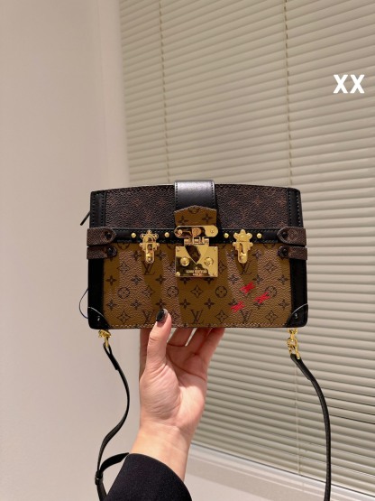 LV TRUNK CLUTCH MONOGRAM CANVAS HANDBAGS BROWN 20CM M43596