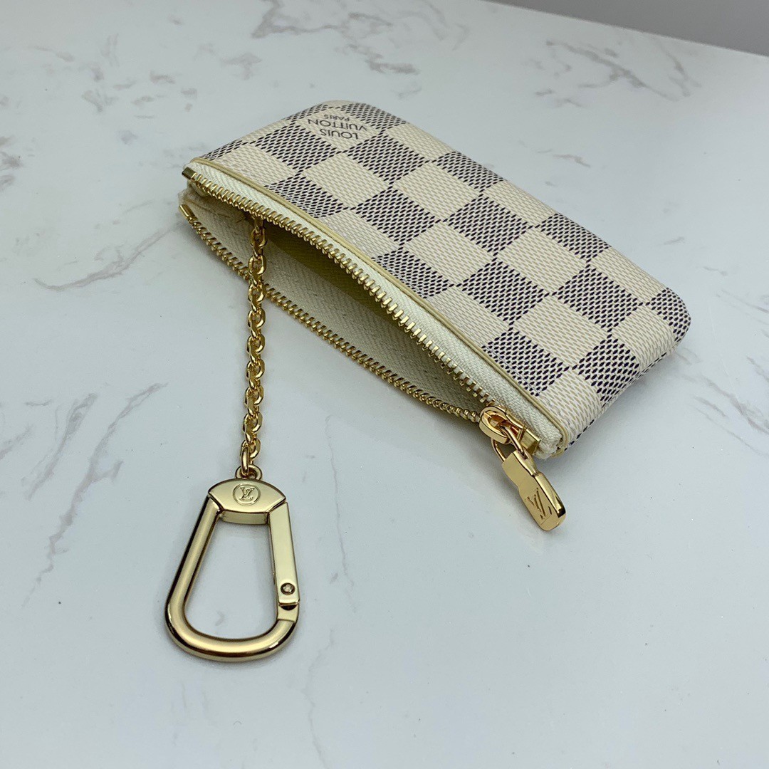 LV DAMIER AZUR COATED CANVA KEY POUCH 12CM N62658