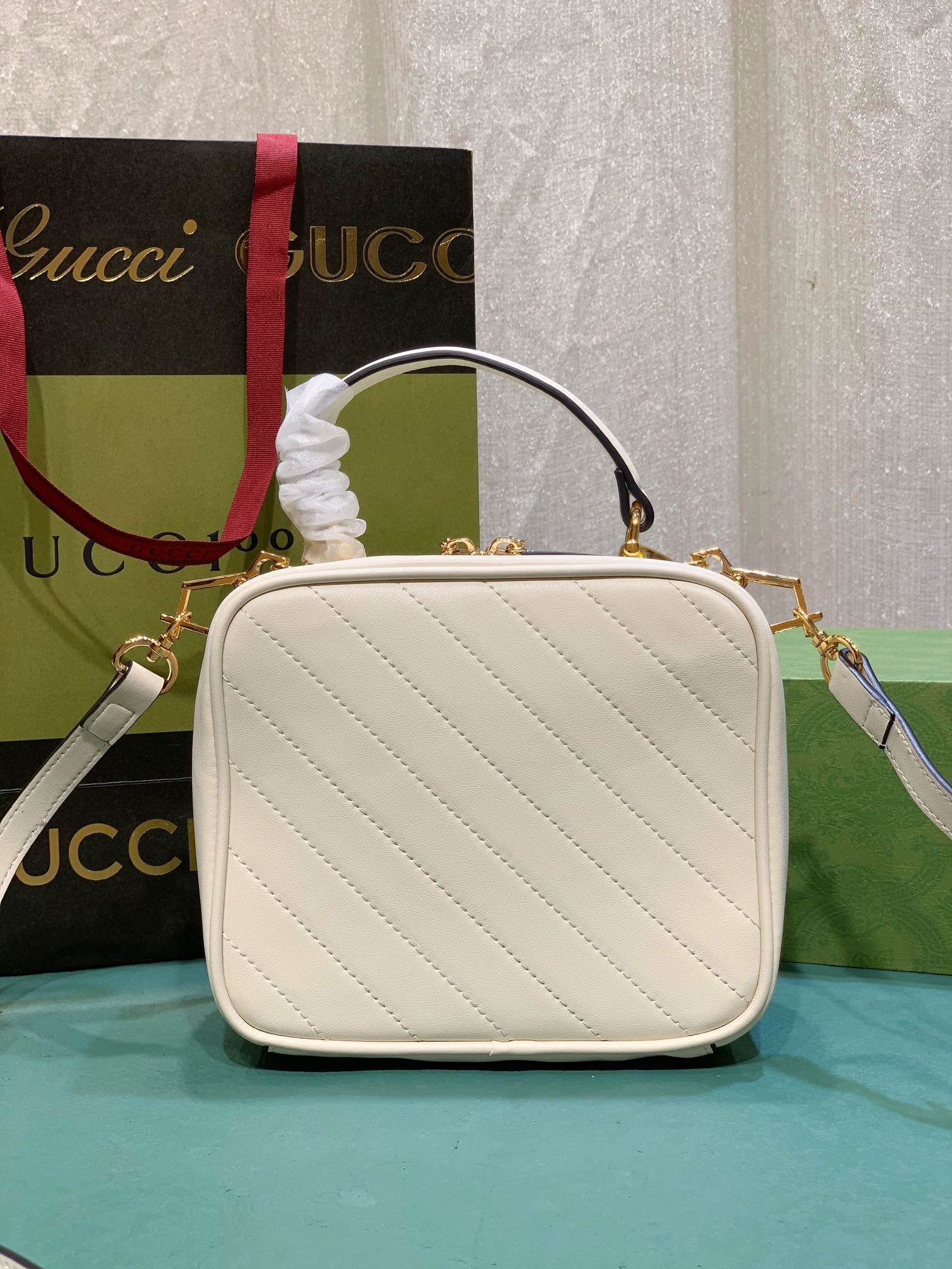 GG BLONDIE TOP HANDLE BAG WHITE 20CM 744434 1IV0G 9022