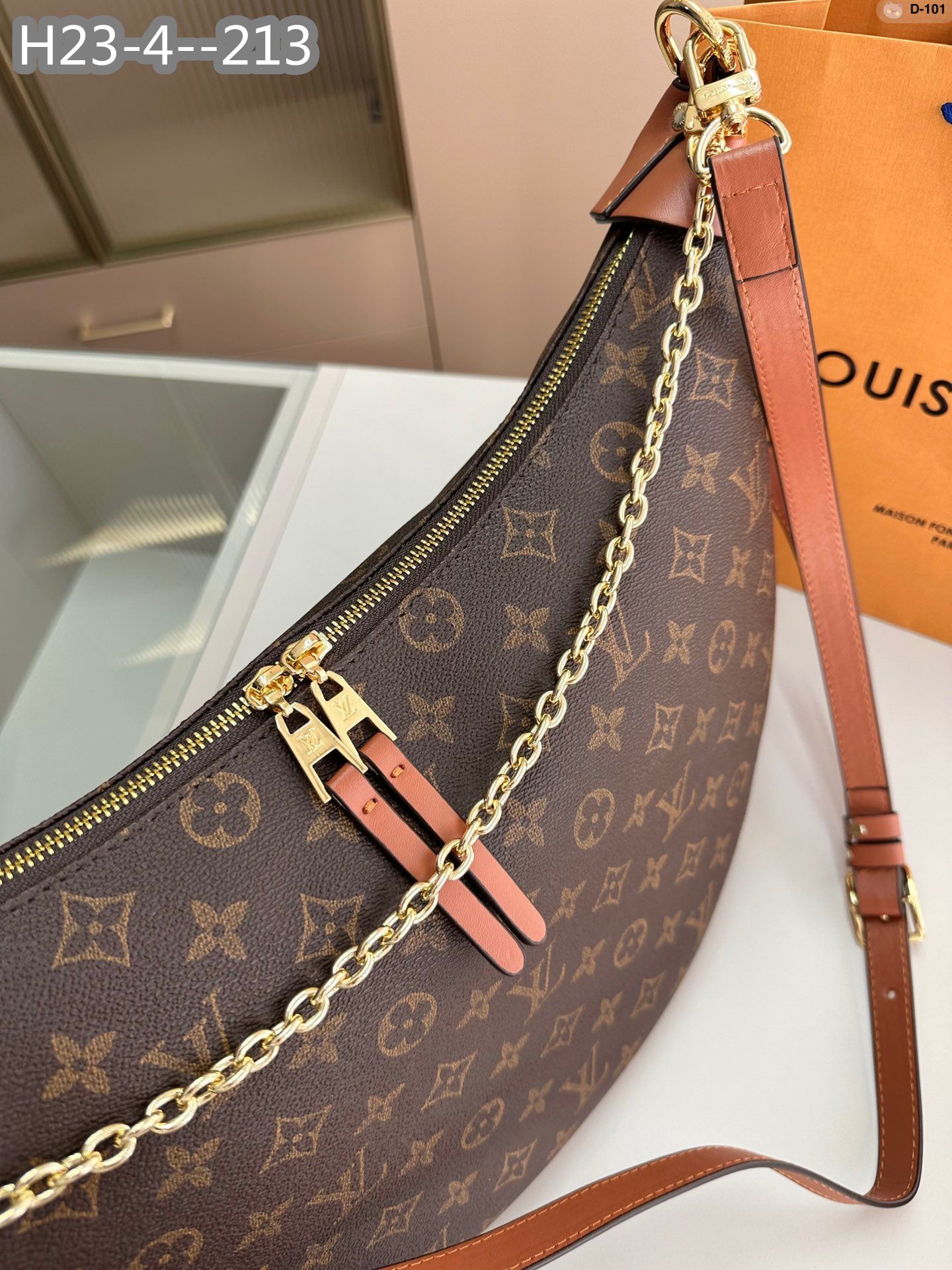 LV LOOP HOBO MONOGRAM CANVAS BROWN 35CM M46311