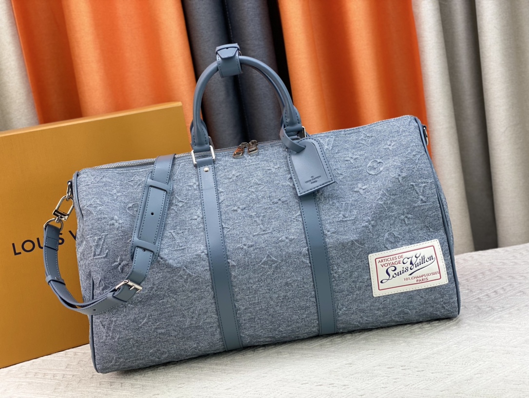 LV KEEPALL BANDOULIÈRE 50 BAG DENIM BLUE 50CM M22532