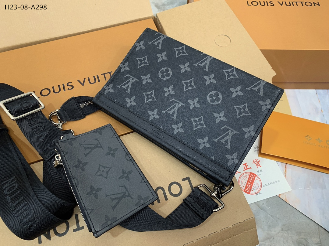 LV GASTON BAG BLACK 22CM M81124