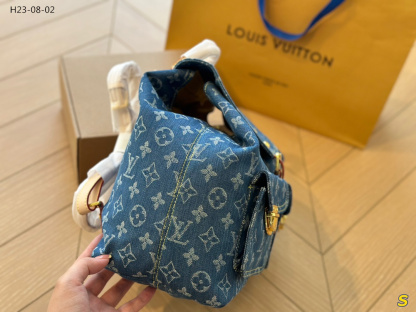 LV MONOGRAM DENIM SACK ADD GM BACKPACK RUCKSACK BLUE 30CM M95056