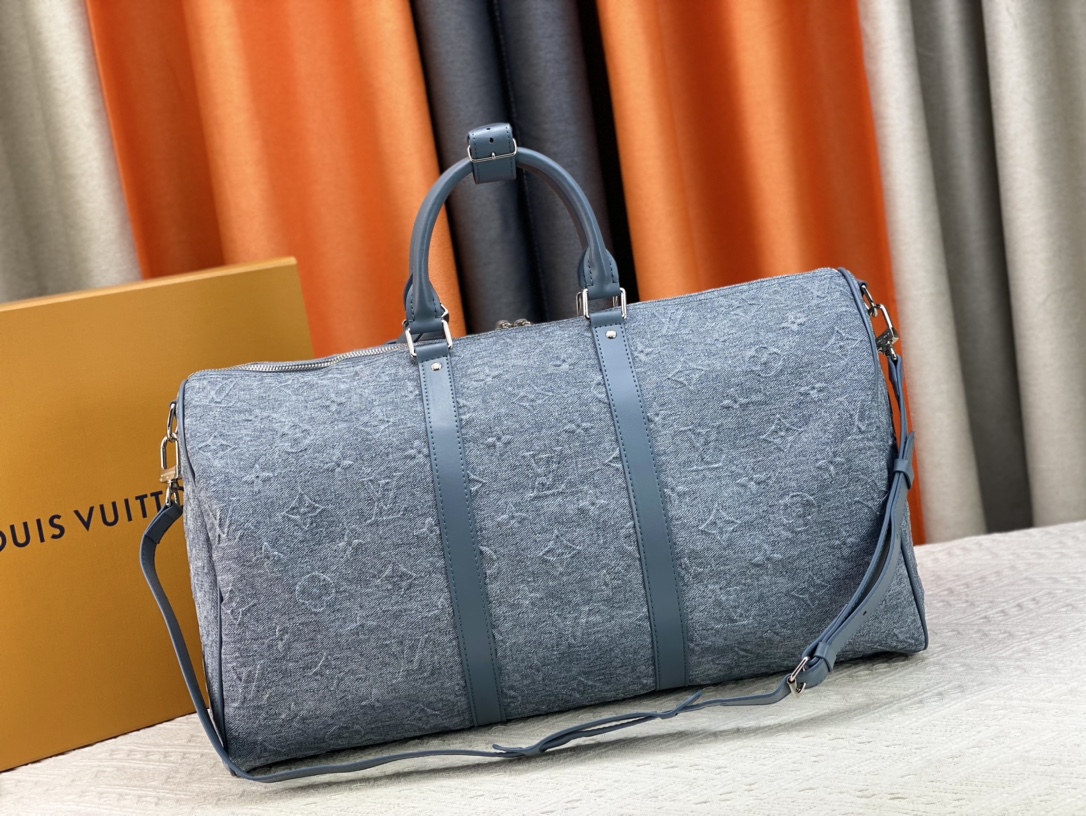 LV KEEPALL BANDOULIÈRE 50 BAG DENIM BLUE 50CM M22532