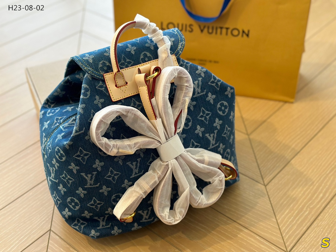 LV MONOGRAM DENIM SACK ADD GM BACKPACK RUCKSACK BLUE 30CM M95056