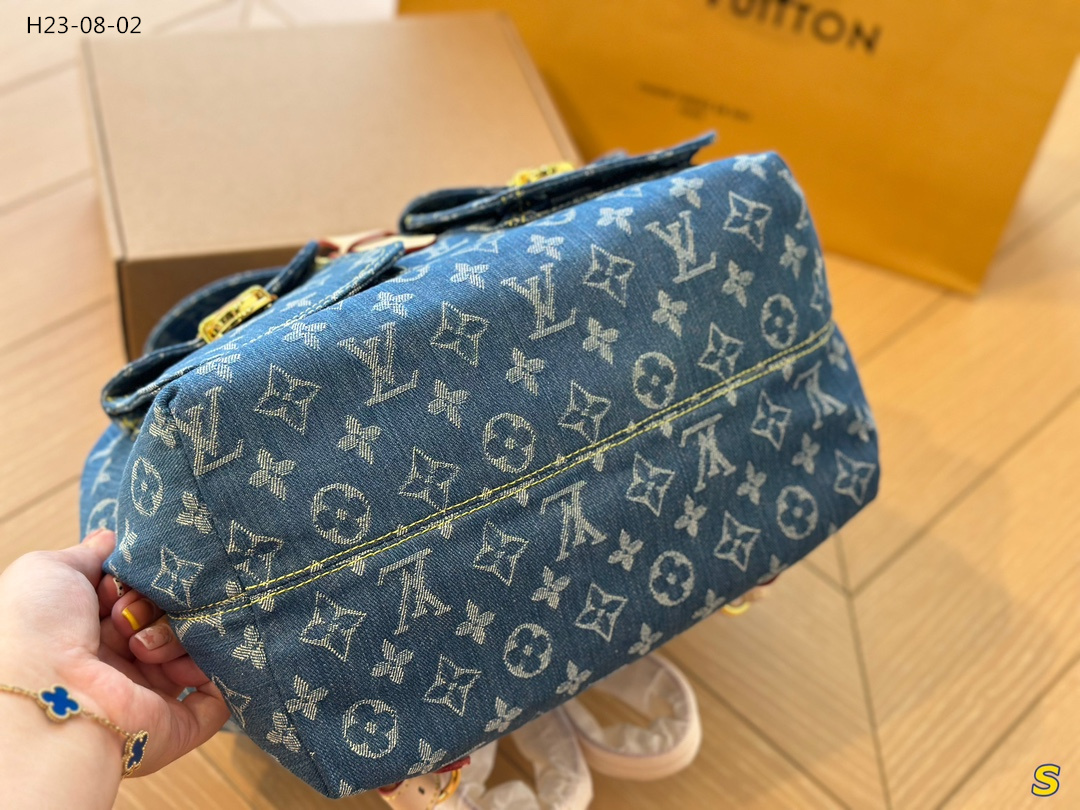 LV MONOGRAM DENIM SACK ADD GM BACKPACK RUCKSACK BLUE 30CM M95056