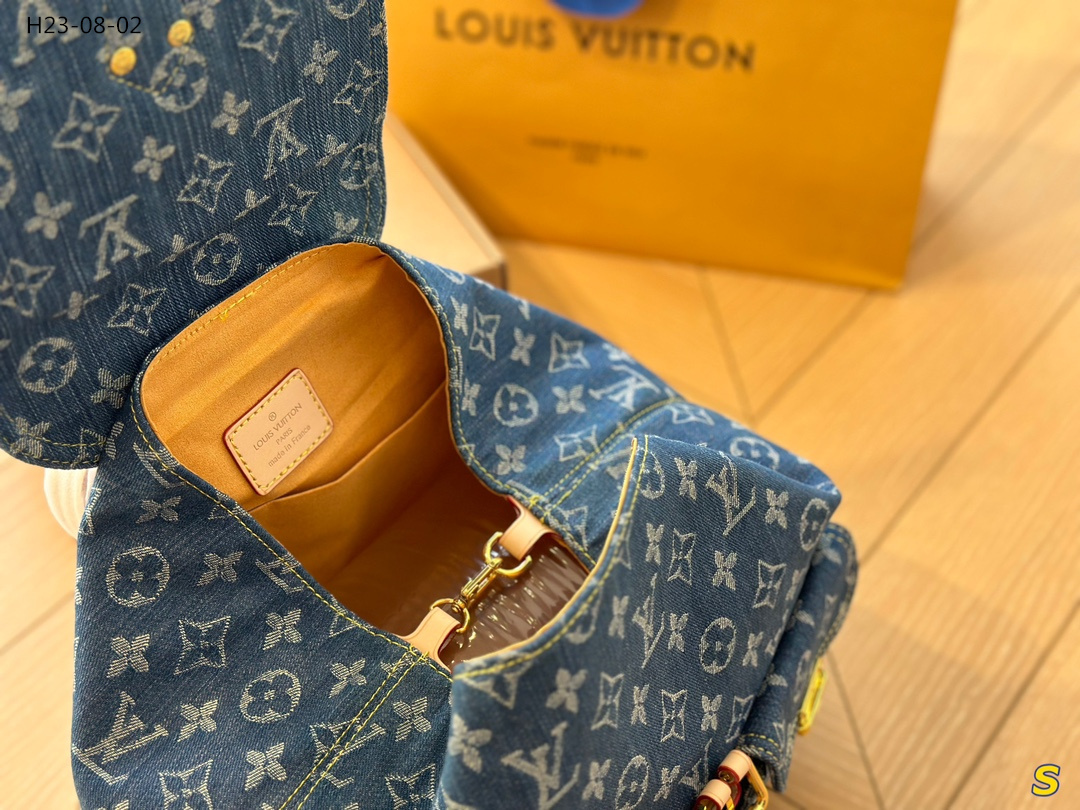 LV MONOGRAM DENIM SACK ADD GM BACKPACK RUCKSACK BLUE 30CM M95056