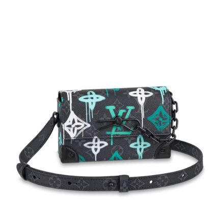 LV STEAMER MESSENGER TAURILLON MONOGRAM BLACK AND BLUE 20CM M81852