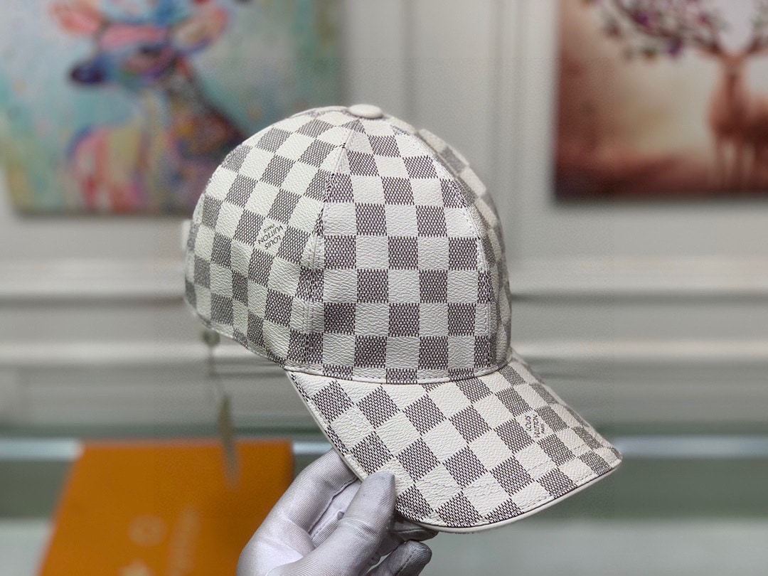 LV DAMIER AZUR COATED CANVAS CAP WHITE