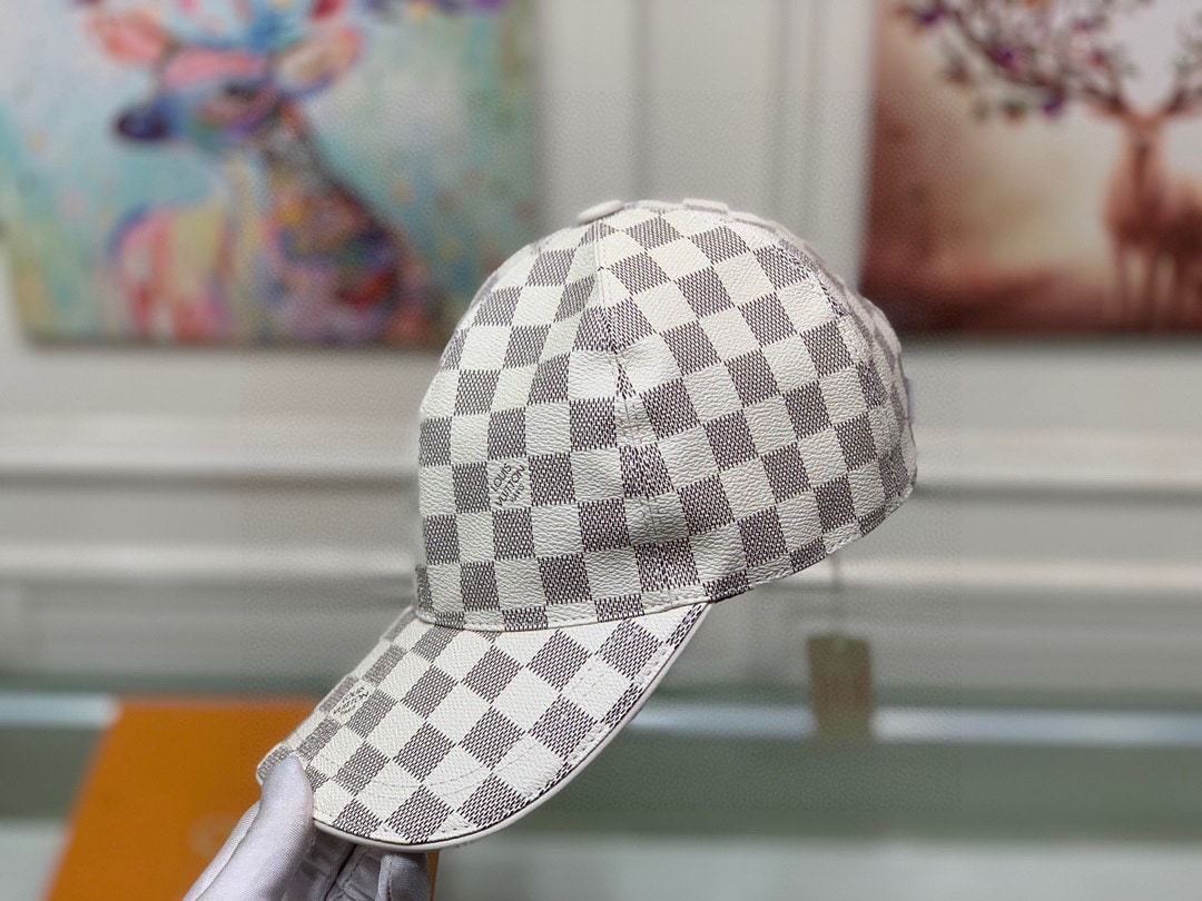 LV DAMIER AZUR COATED CANVAS CAP WHITE