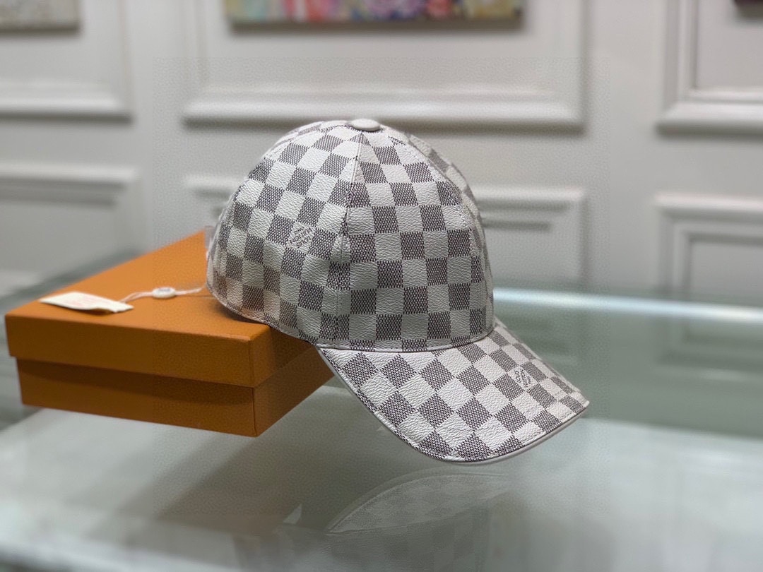 LV DAMIER AZUR COATED CANVAS CAP WHITE