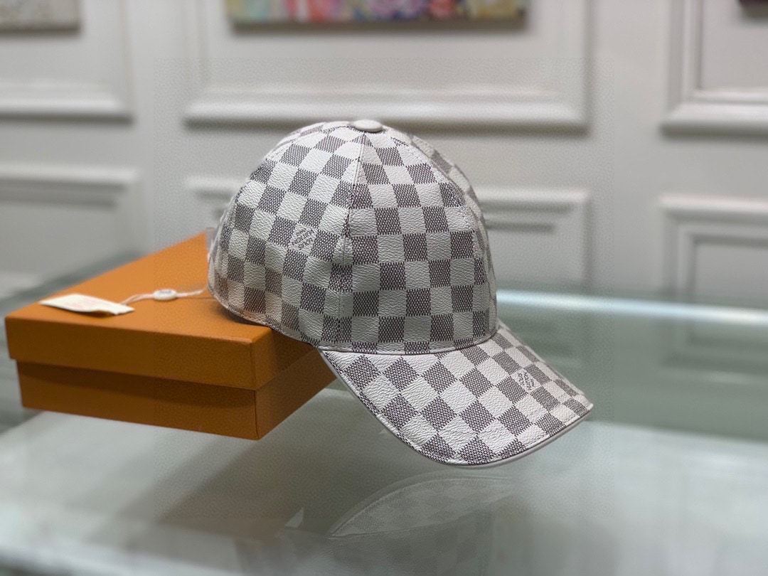 LV DAMIER AZUR COATED CANVAS CAP WHITE