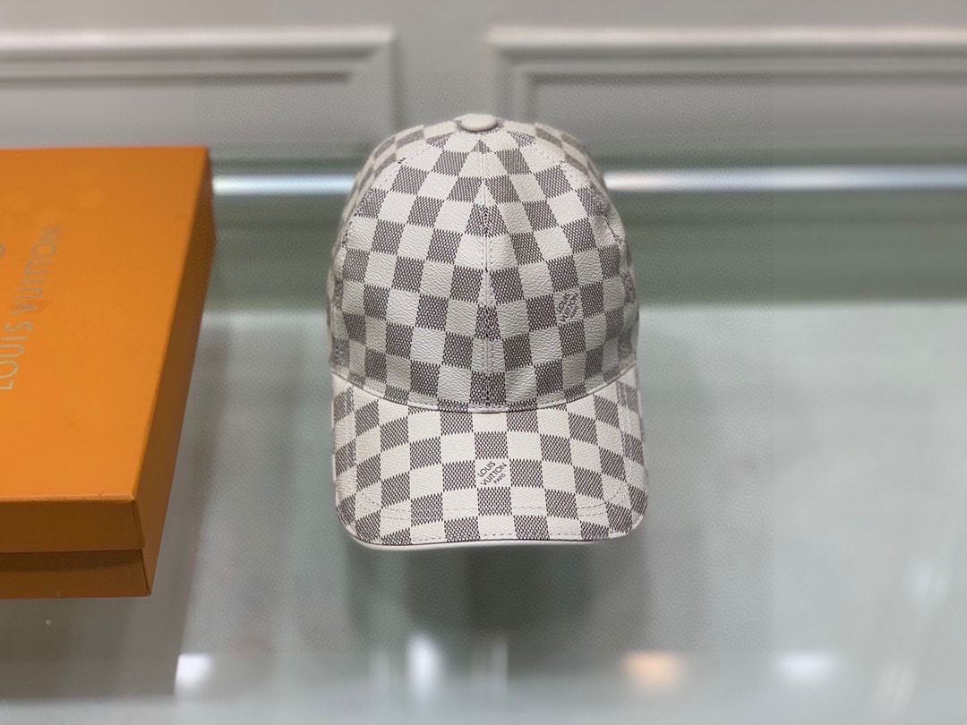 LV DAMIER AZUR COATED CANVAS CAP WHITE