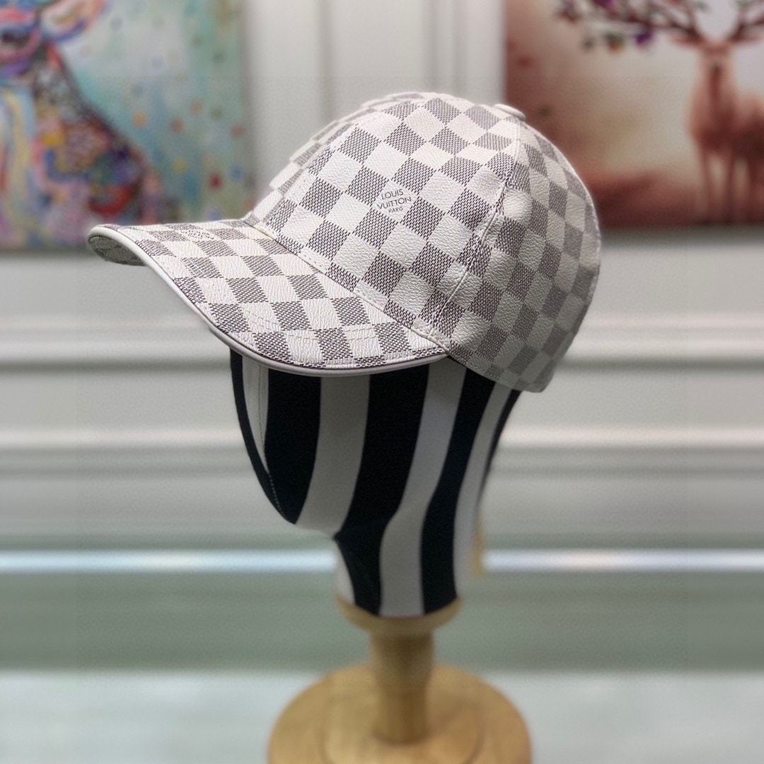 LV DAMIER AZUR COATED CANVAS CAP WHITE