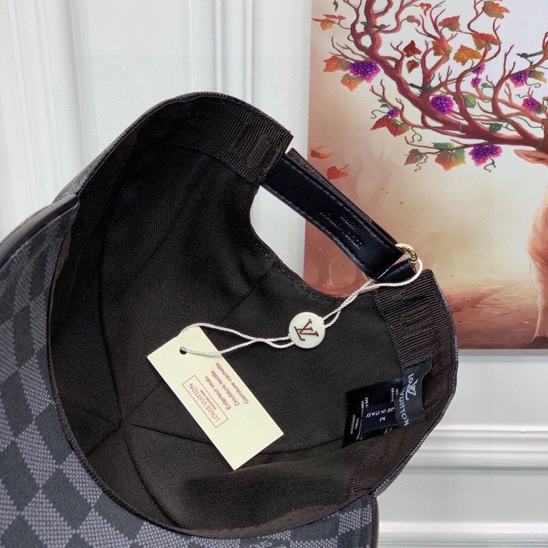 LV DAMIER AZUR COATED CANVAS CAP BLACK