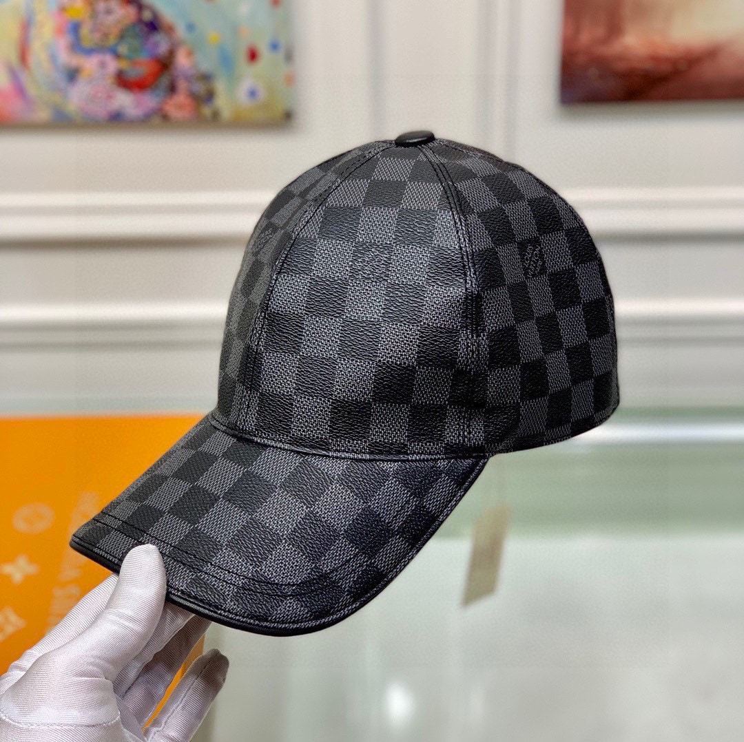 LV DAMIER AZUR COATED CANVAS CAP BLACK