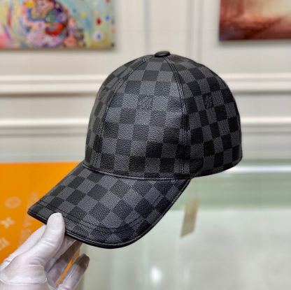 LV DAMIER AZUR COATED CANVAS CAP BLACK