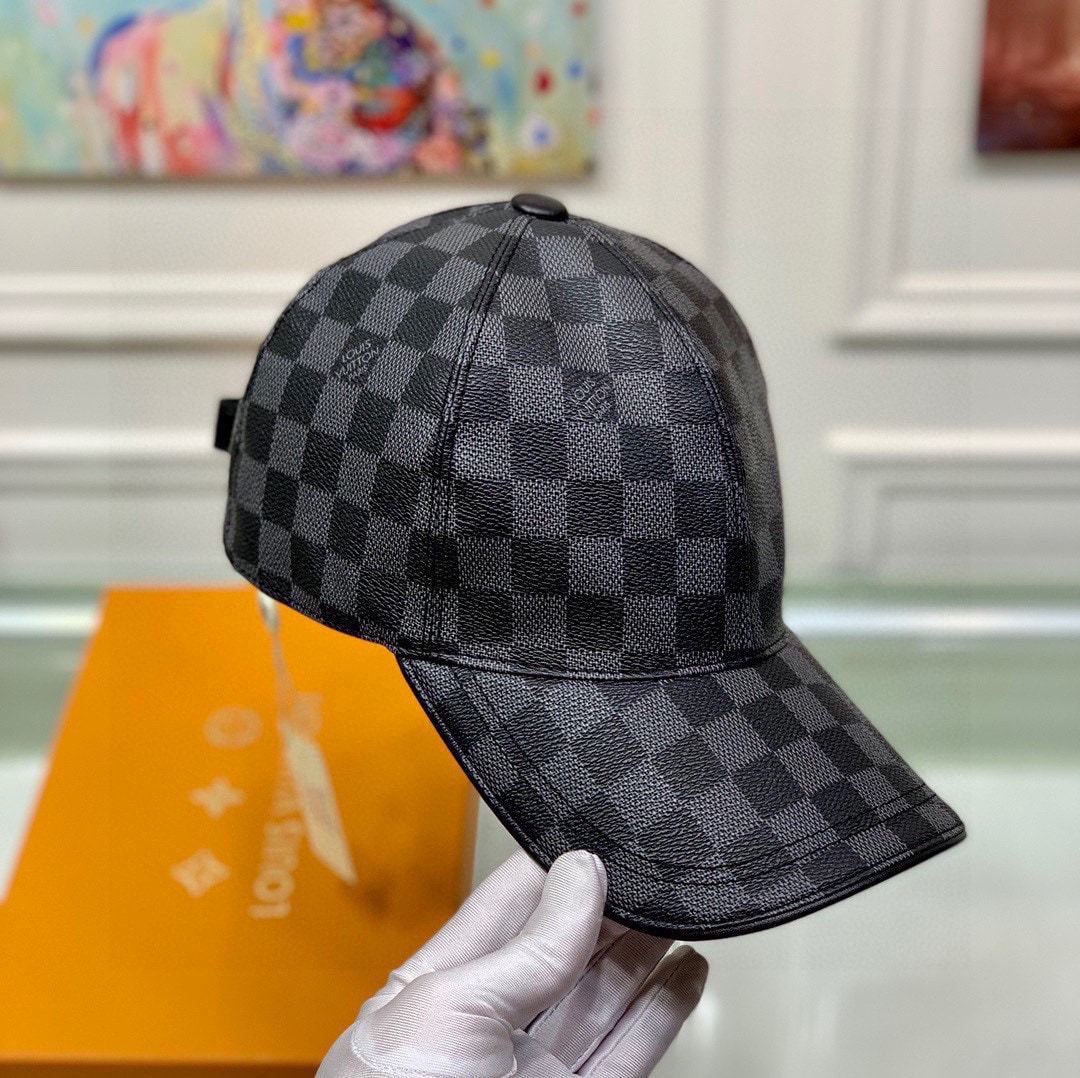 LV DAMIER AZUR COATED CANVAS CAP BLACK